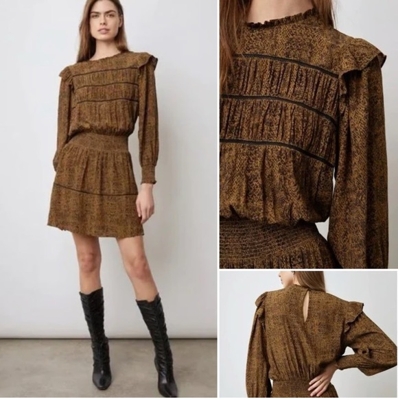 Rails Dresses & Skirts - Rails Faren long-sleeve mini dress in the Sepia Python print M